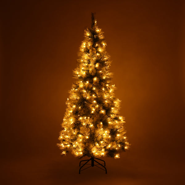 LED280球付き クリスマスツリー スノー 180cm ライトグリーン