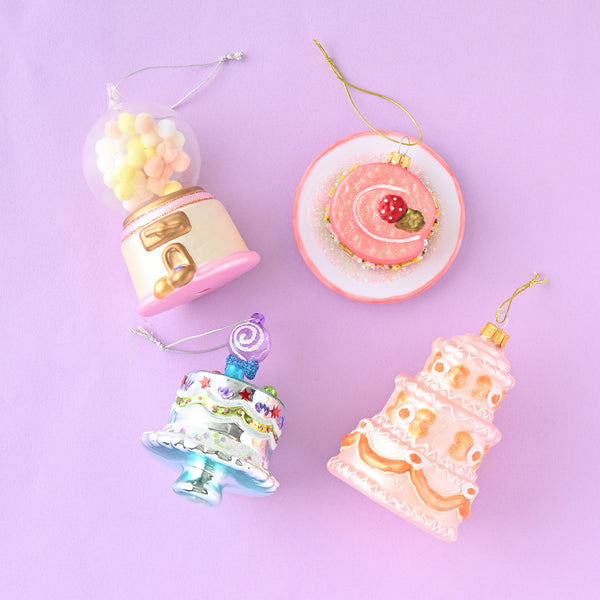 ガラスオーナメント ケーキ ピンク