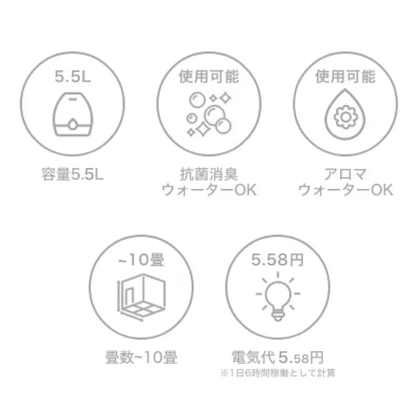 【大容量】シレーヌ 超音波式2WAY加湿器 グレー