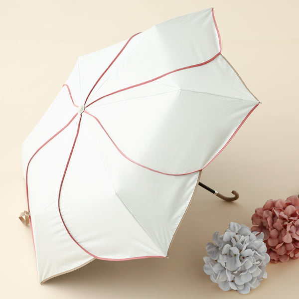 バイカラーパイピング 折りたたみ傘 50cm ホワイト（晴雨兼用