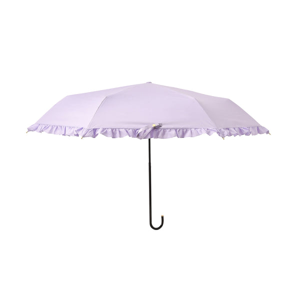 遮光クラシックフリル 折りたたみ傘 50cm パープル（晴雨兼用）