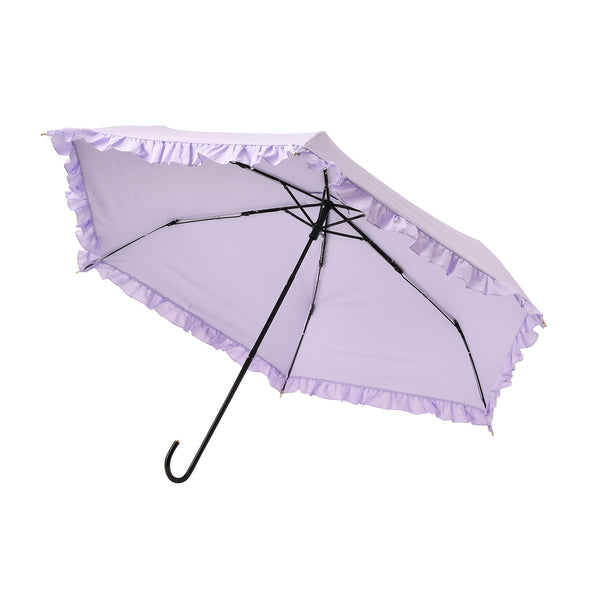 遮光クラシックフリル 折りたたみ傘 50cm パープル（晴雨兼用）