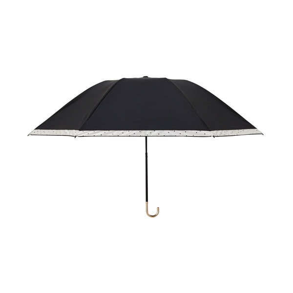 遮光ドーム オーガンジードット 折りたたみ傘 55cm ブラック（晴雨兼用）