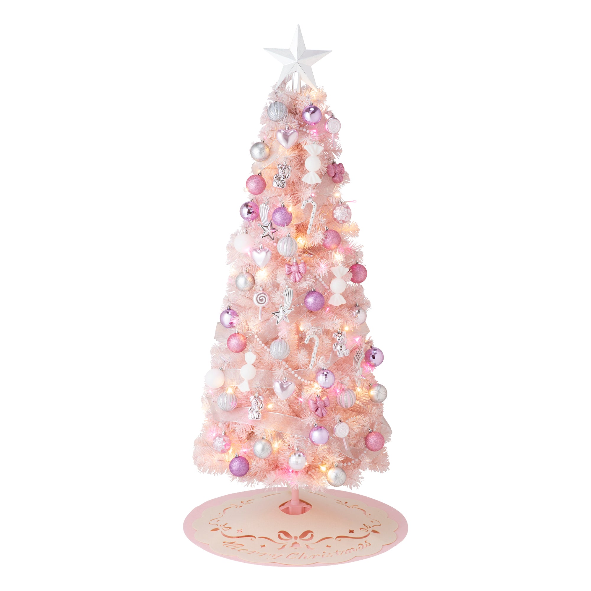 ●【2021年モデル】クリスマスツリー スターターセット 150cm ピンク